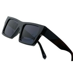 Black‎ Rectangular Sunglasses Retro Fashion Statement Sun Glasses UV400 Protect